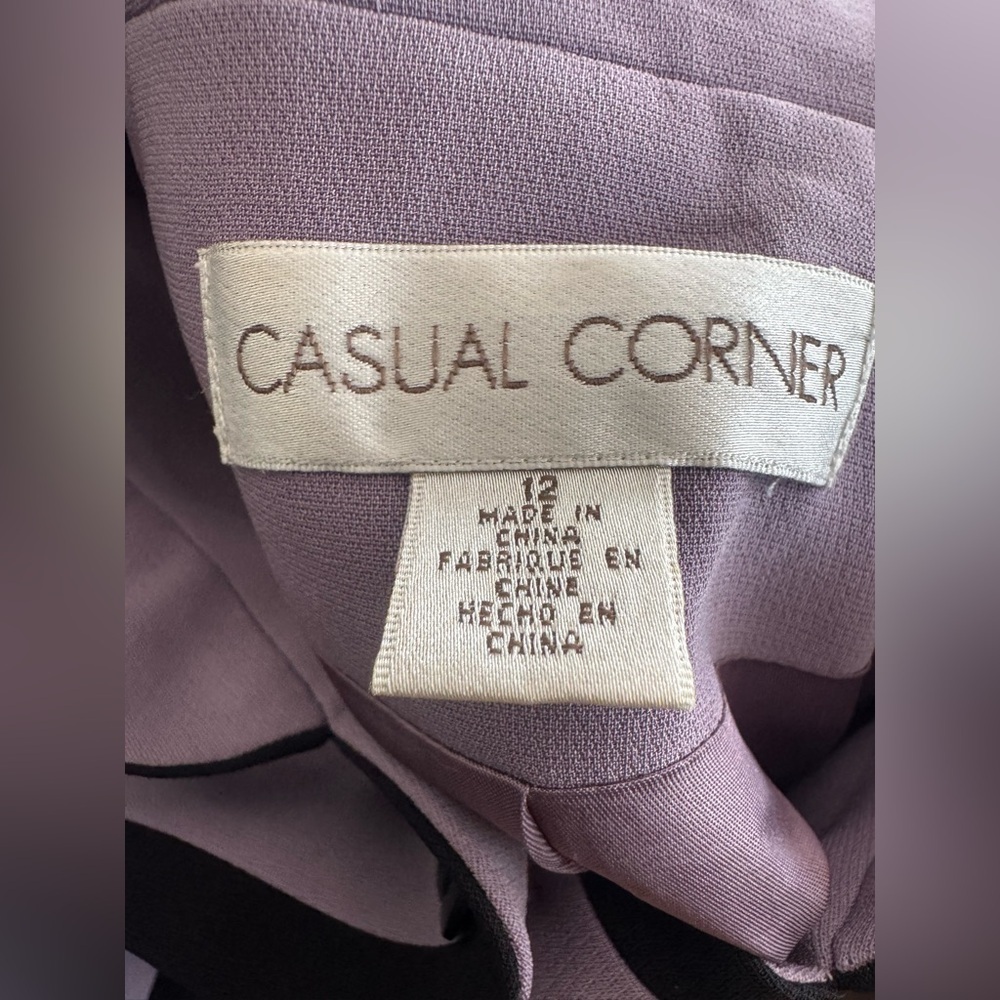 Casual Corner Lavender Single-Breasted Jacket w/ Black Trim | Size 12 - Picture 4 of 5